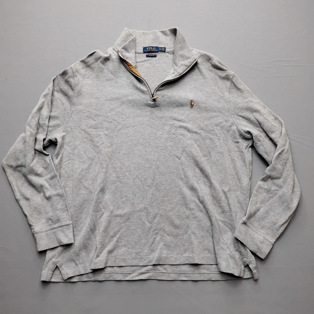 Polo Ralph Lauren Mens XL Gray Estate Rib Quarter Zip Pullover Sweater